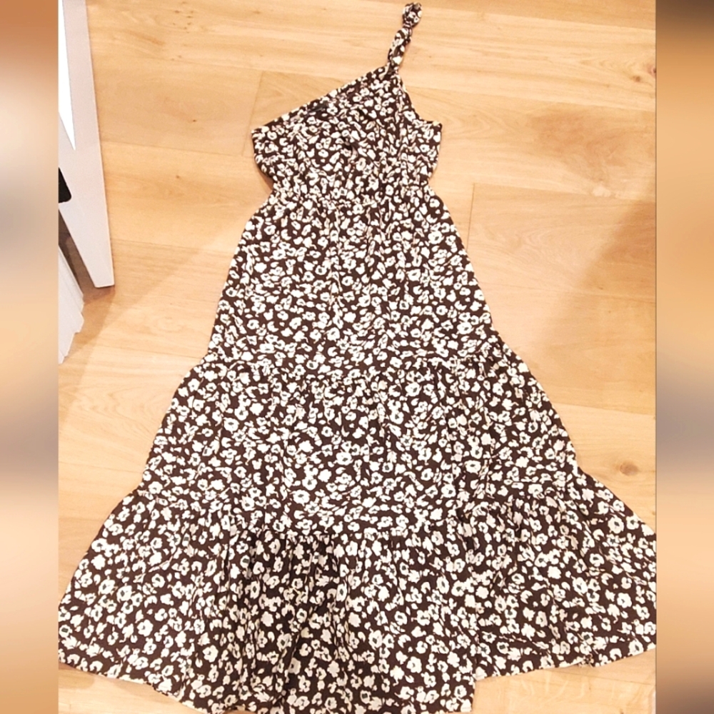 One Shoulder Maxi Dress with Floral Pattern